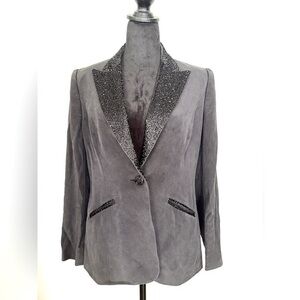 Bloomingdale’s Black 100% Silk Tuxedo Blazer 10P
